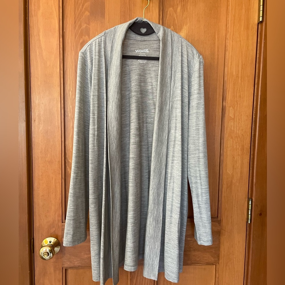 Wool& landmark cardigan L EUC Heather Grey